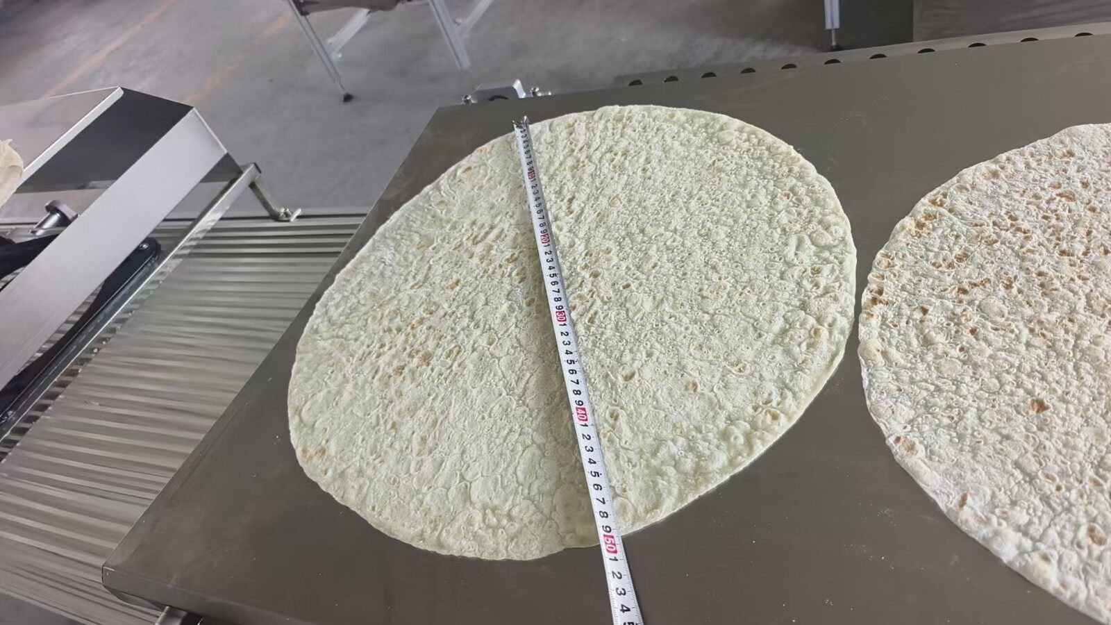 Baked flatbread sample — 50 cm from factory testing